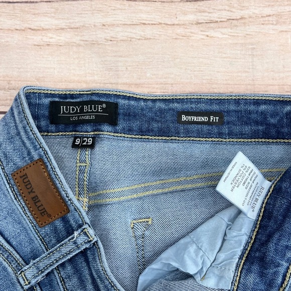 Judy Blue Boyfriend Fit Jeans Medium Wash Blue Denim Womens 9/29 Stretch MidRise - Picture 5 of 9